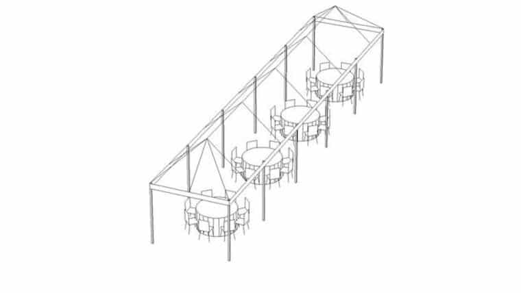 10′ x 45′ Frame Tent – White | Rental
