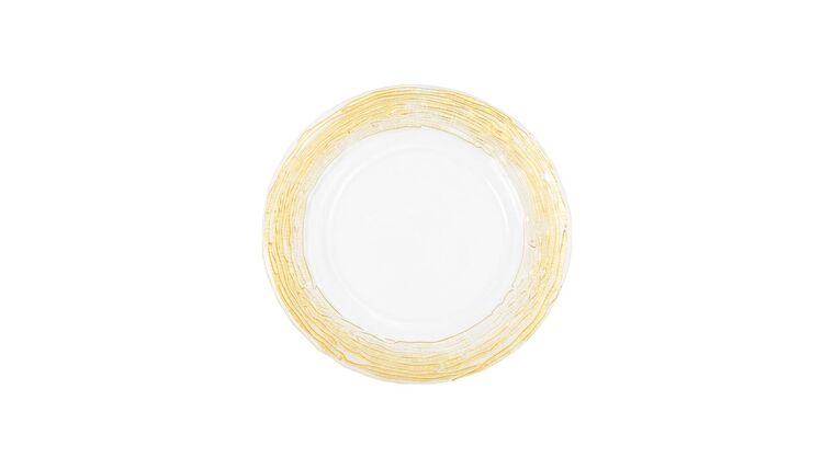 Twigs Glass Charger Plate with Twigs Trim – White/Gold | Rental