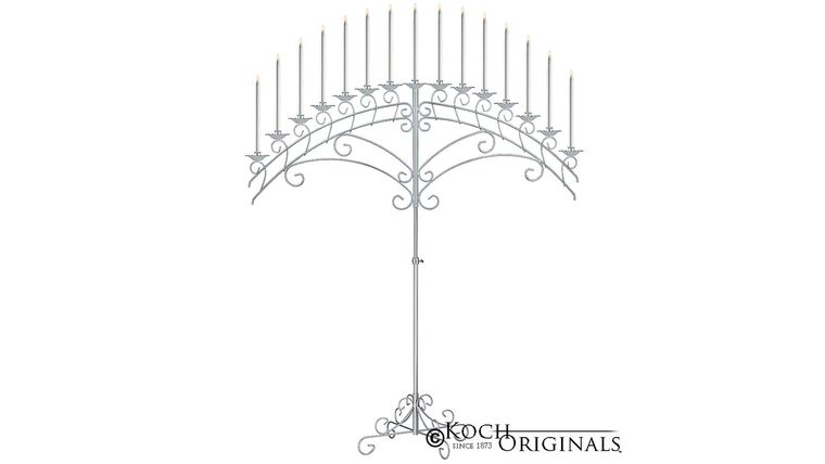 15-Light Fan Floor Candelabra – Frosted Silver | Rental