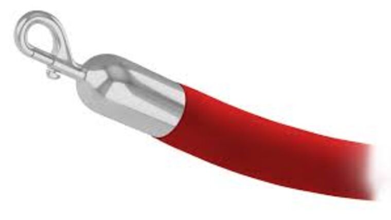 6' Red Velour Stanchion Rope With Satin Chrome Snap Clasp | Rental