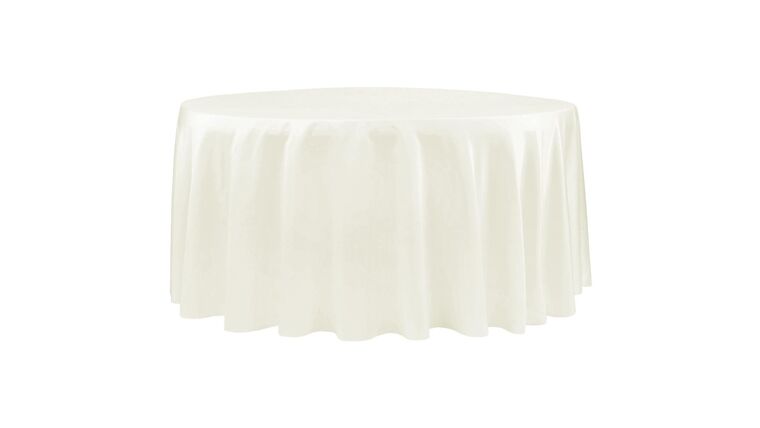 Lamour Satin 120" Round Tablecloth - Ivory | Rental