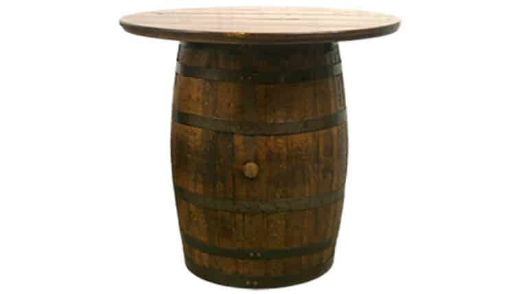 40″ Round Rustic Wood Wine Barrel w/Wood Top | Rental