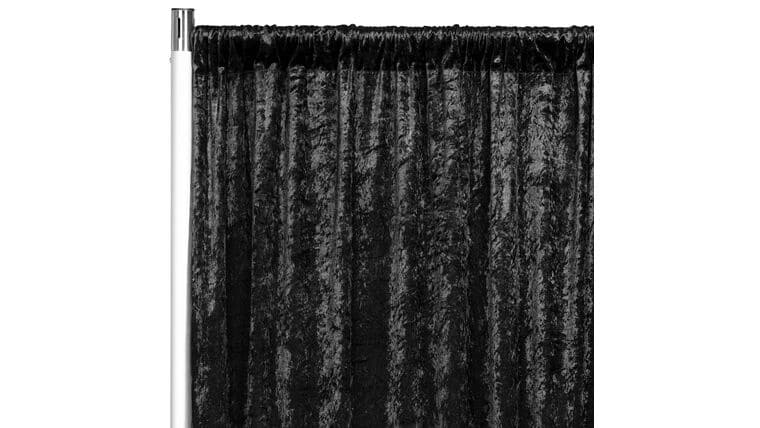 Velvet 12ft H x 52" W Drape/Backdrop Curtain Panel - Black | Rental