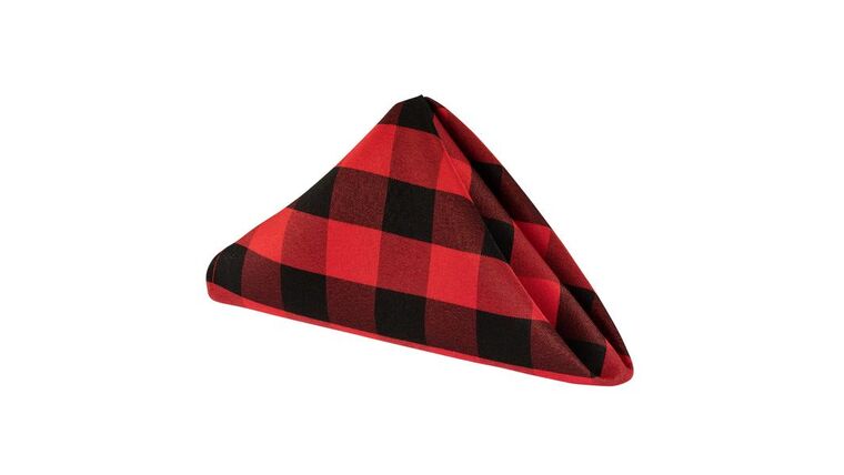 Polyester | Buffalo Plaid Checkered Napkin 20 x 20" - Black & Red | Rental