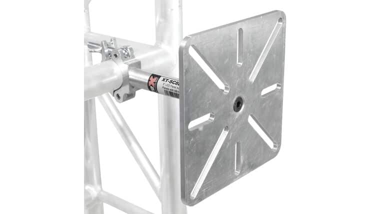 8″ LED Wall Mounting Plate to Extension Pole Truss Clamp for Ground Stacking and Hanging | Rental
