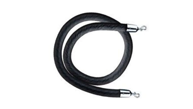 6′ x 2″ Black Velour Stanchion Rope w/Chrome Ends | Rental