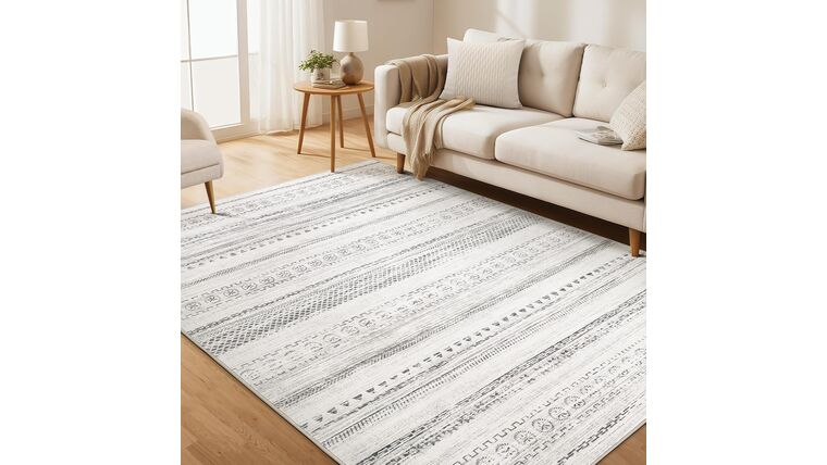 Farmhouse Geometric Bohemian Design Area Rug 5′ x 7′ Gray | Rental Farmhouse Geometric Bohemian Design Area Rug 5′ x 7′ Gray | Rental