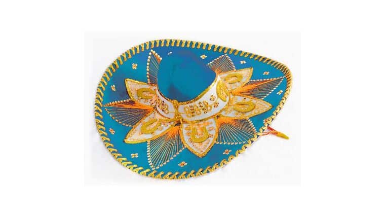 Mariachi Sombrero – Light Blue & Gold | Rental