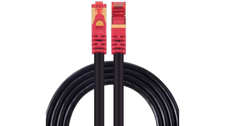 Outdoor Cat 7 Ethernet Cable 25 ft, ShineKee 26AWG Heavy-Duty Cat7 Networking Cord Patch Cable RJ45 10 Gigabit 600MHz LAN Wire Cable STP Waterproof Direct Burial Ethernet Cable | Rental
