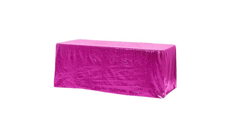 90″ x 132″ Fuchsia Sequin Tablecloth | Rental