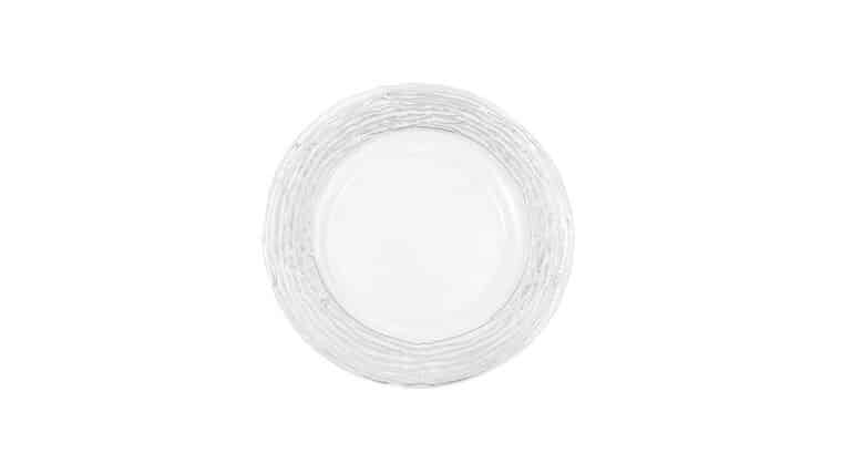 Twigs Glass with Twigs Trim Charger Plate – Clear/Silver | Rental