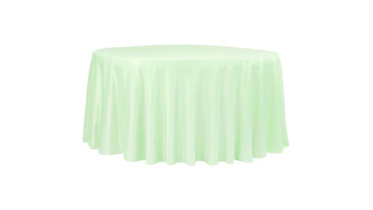 Lamour Satin 120″ Round Tablecloth – Mint Green | Rental Lamour Satin 120″ Round Tablecloth – Mint Green | Rental