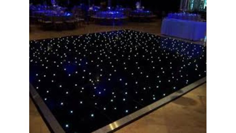 4’x4′ Matte Black LED Star Vinyl Dance Floor Piece | Rental