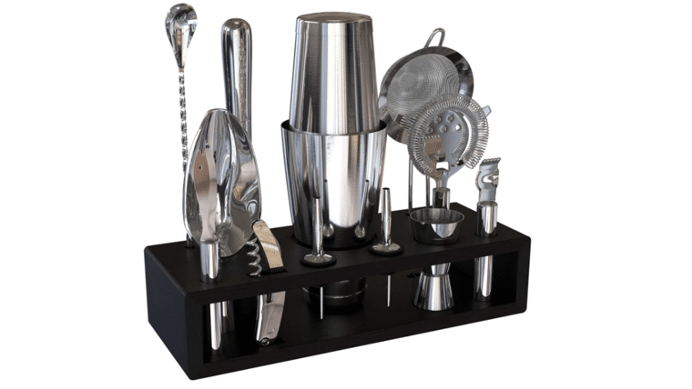 Highball & Chaser 13-Piece Boston Cocktail Shaker Set Stainless Steel Mixology Bartender Kit With Stand | Rental