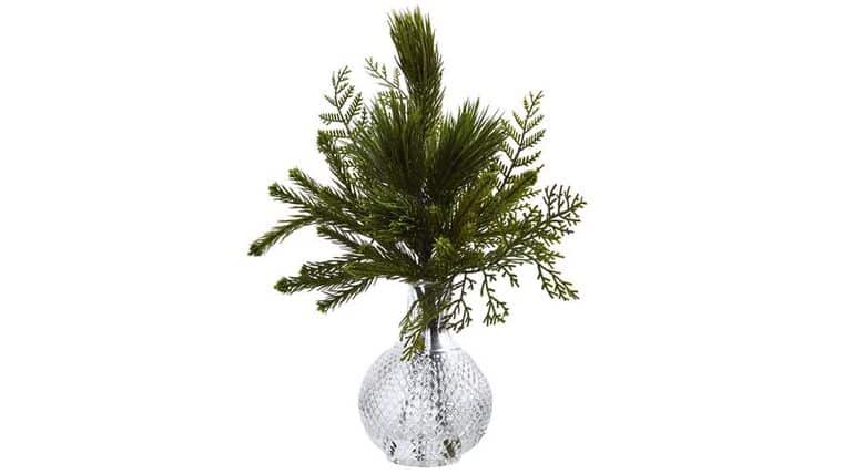 Mixed Pine in Glass Vase | Rental