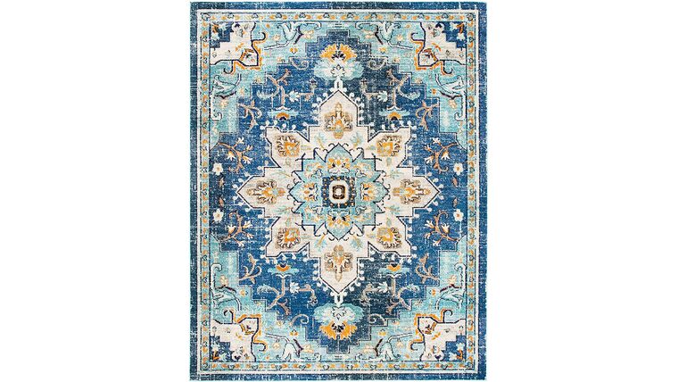 Boho Chic Vintage Distressed Medallion Area Rug | 10′ x 14′ | Blue/Light Blue | Rental Boho Chic Vintage Distressed Medallion Area Rug | 10′ x 14′ | Blue/Light Blue | Rental
