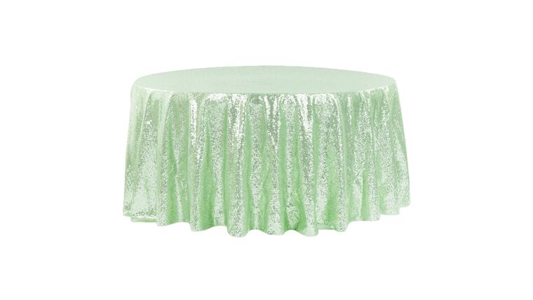 Glitz Sequins 120″ Round Tablecloth – Mint Green | Rental