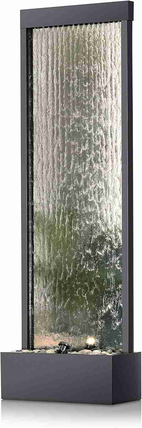 Alpine Corporation Mirror Waterfall Fountain with Stones and Lights - Zen Indoor/Outdoor Decor for Office, Living Room, Patio, Entryway - 72 Inches : Home & Kitchen | Rental