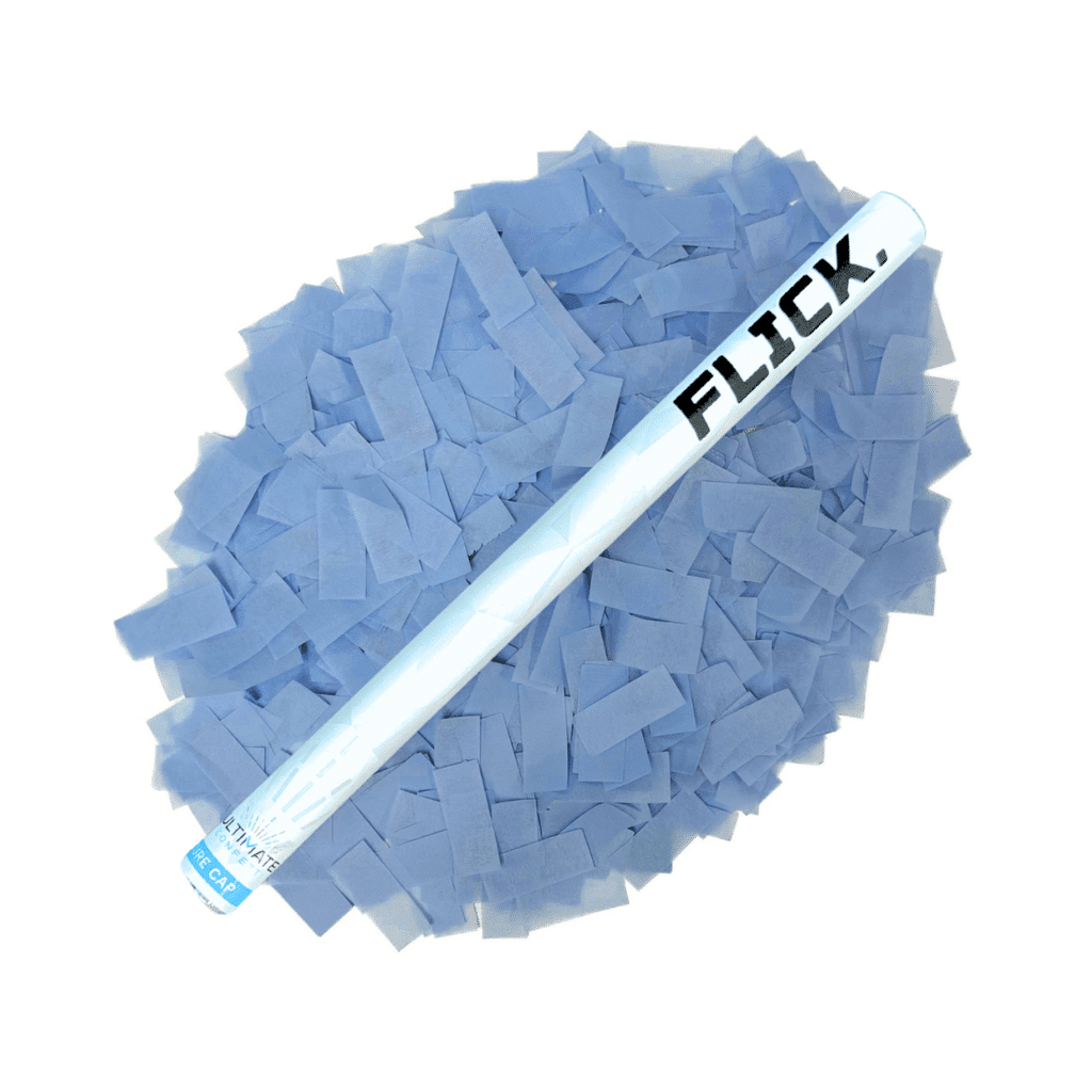 Baby Blue Tissue Paper Confetti Flick Stick – 14″ (Pack of 8) | Rental
