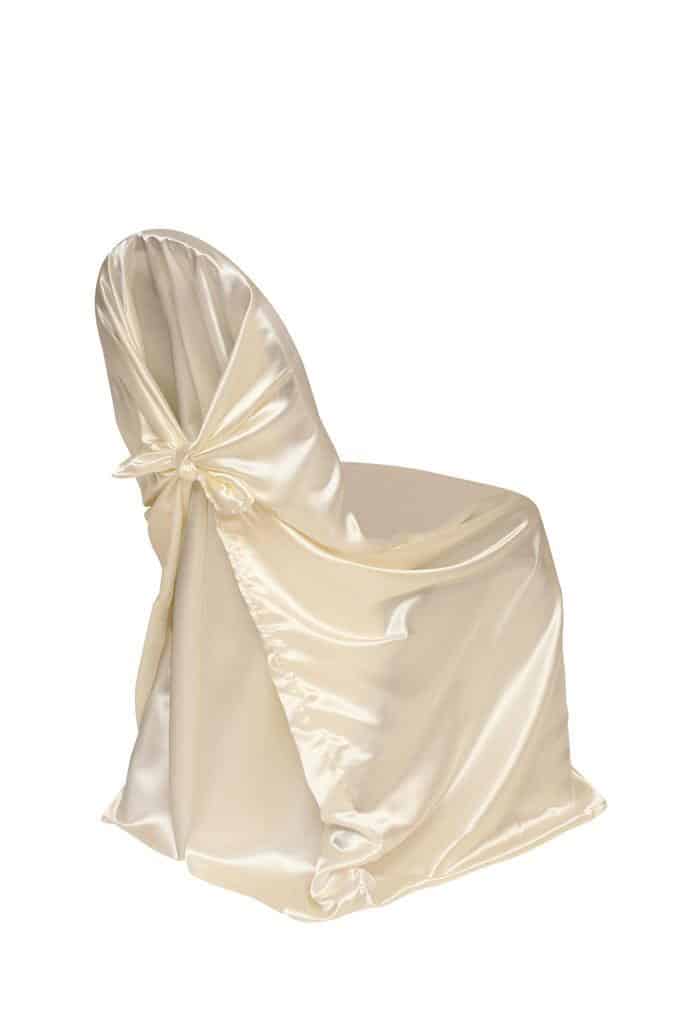 Satin Self-Tie Universal Chair Cover Ivory | Rental
