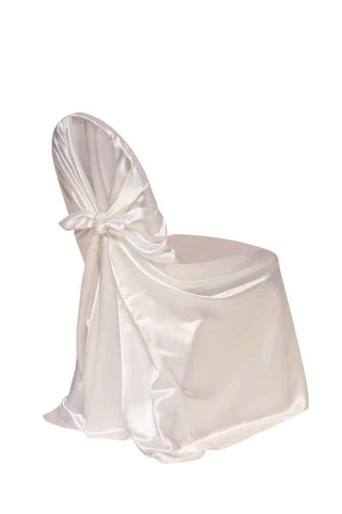 Satin Self-Tie Universal Chair Cover White | Rental
