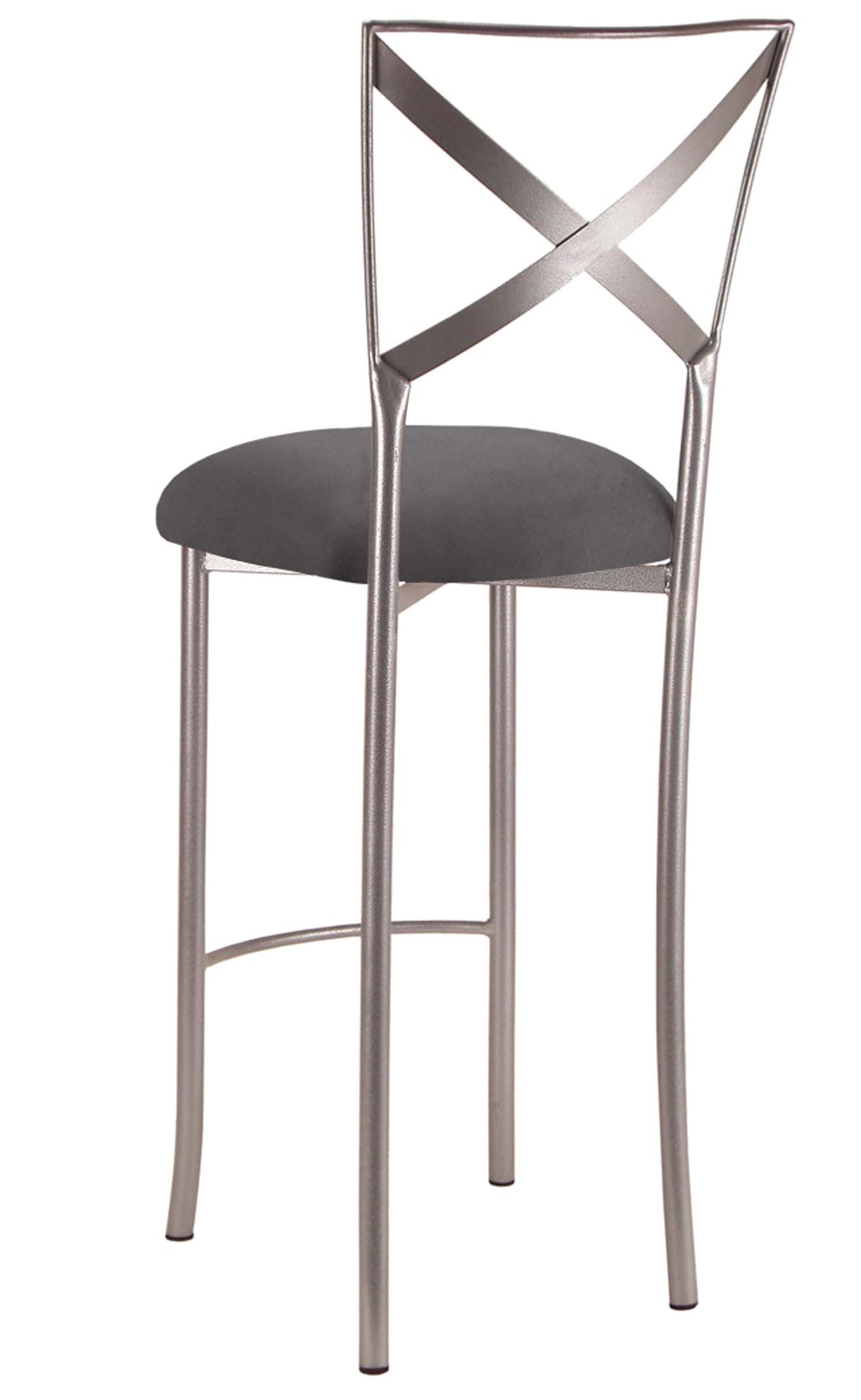 Simply X Barstool with Charcoal Suede Cushion – Chameleon Chair Collection | Rental