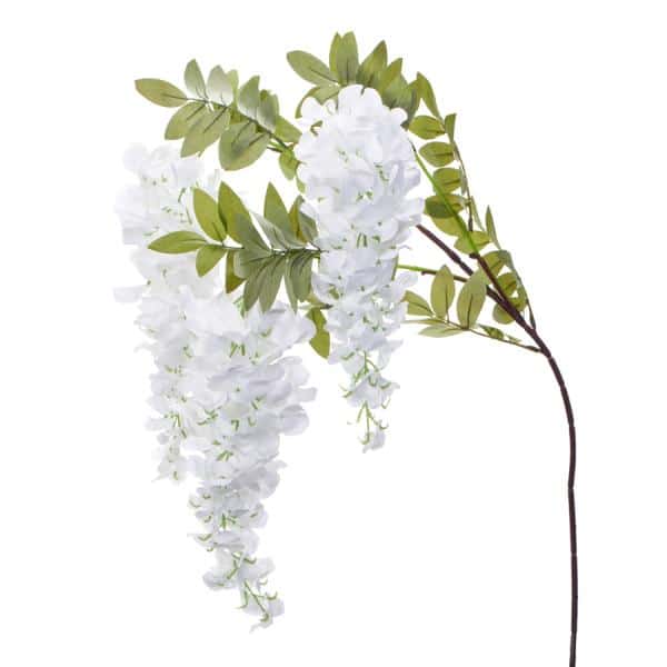 Decostar™ Artificial Wisteria Flower Stem w/ Greenery – 39″  – White | Rental