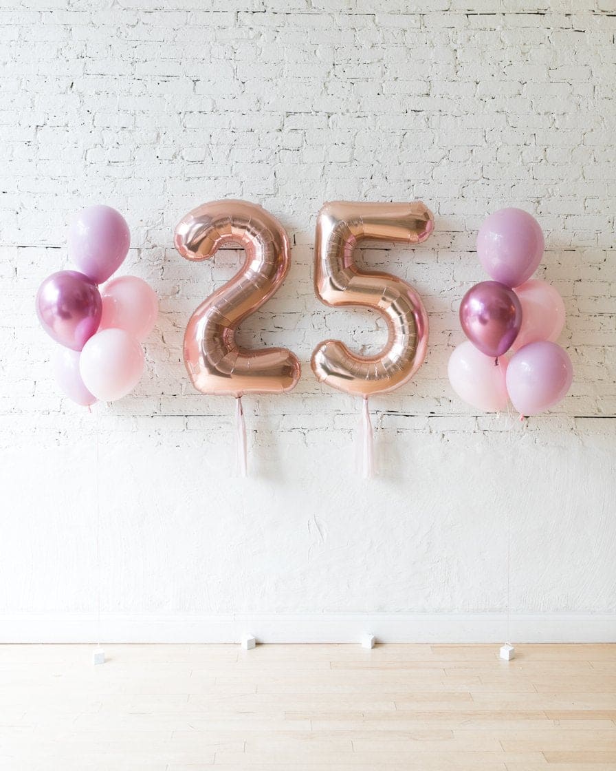 Modern Mauve – Custom Numbers & 11in Balloon Bouquets Set | Rental