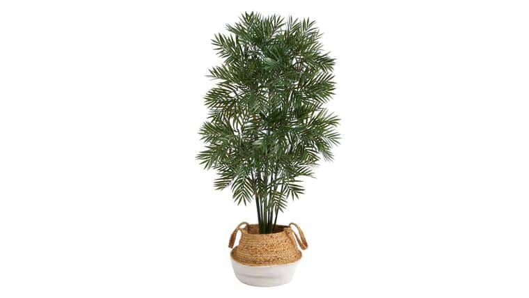 4′ Parlor Palm Artificial Tree in Boho Chic Handmade Cotton & Jute White Woven Planter | Rental 4′ Parlor Palm Artificial Tree in Boho Chic Handmade Cotton & Jute White Woven Planter | Rental
