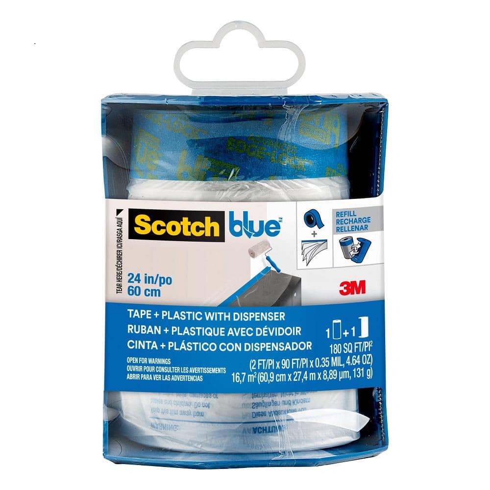 3M — ScotchBlue Pre-Taped 24 In. x 30 Yds. Painter’s Plastic Sheeting With Dispenser (1 Roll) | Rental