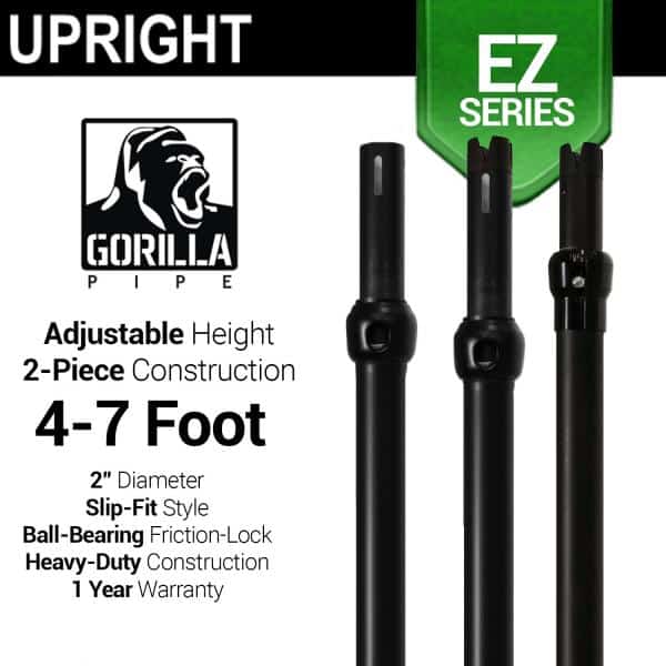Black Anodized EZ Series – 2-Piece Adjustable Upright w/Slip-Lock (4ft-7ft) | Rental