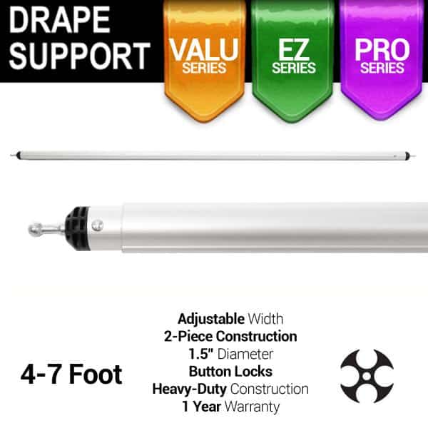 4-7ft Telescoping Drape Support w/ Button Stops at 5ft, 6ft w/ Versatop™ | Rental 4-7ft Telescoping Drape Support w/ Button Stops at 5ft, 6ft w/ Versatop™ | Rental