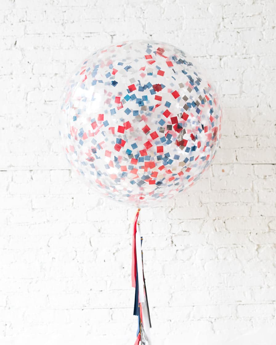 Red, White & Blue Confetti Giant Balloon and Tassel | Rental
