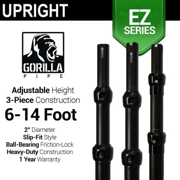 Black Anodized EZ Series – 3-Piece Adjustable Upright w/Slip-Lock (6ft-14ft) | Rental Black Anodized EZ Series – 3-Piece Adjustable Upright w/Slip-Lock (6ft-14ft) | Rental