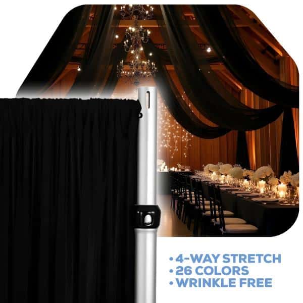 Black 4-Way Stretch Spandex Drape Panel – Choose your Size | Rental