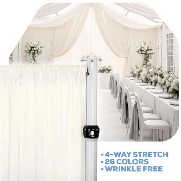Ivory 4-Way Stretch Spandex Drape Panel – Choose your Size | Rental