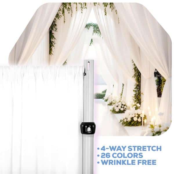 White 4-Way Stretch Spandex Drape Panel – Choose your Size | Rental