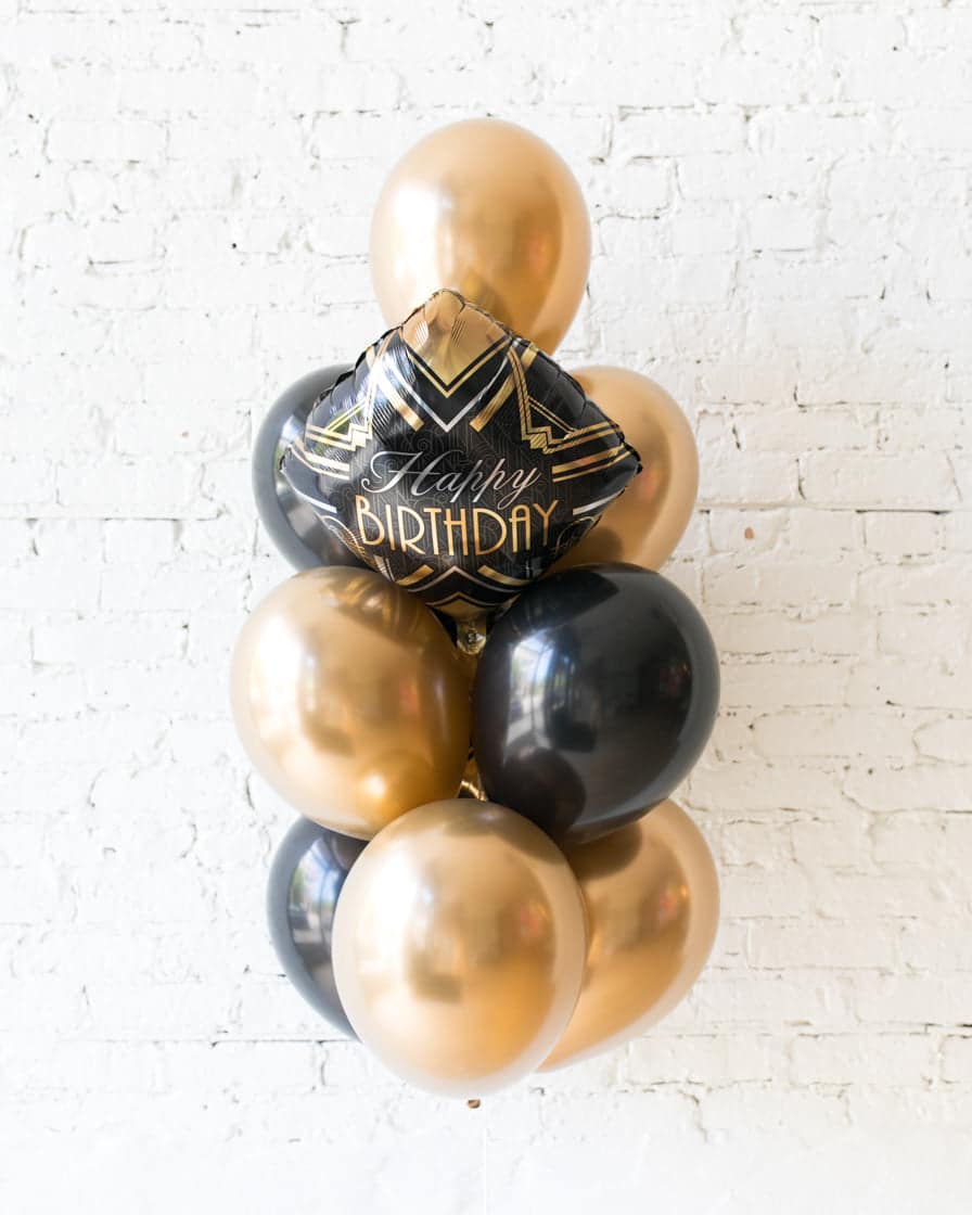 Couture – Happy Birthday Foil and 11in Balloons – bouquet of 10 | Rental