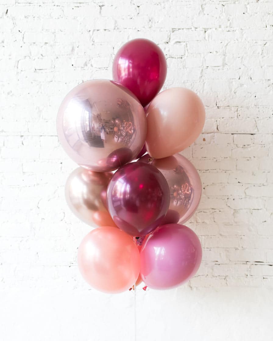 Berry Blush – Orbs and 11in Balloons – bouquet of 10 | Rental