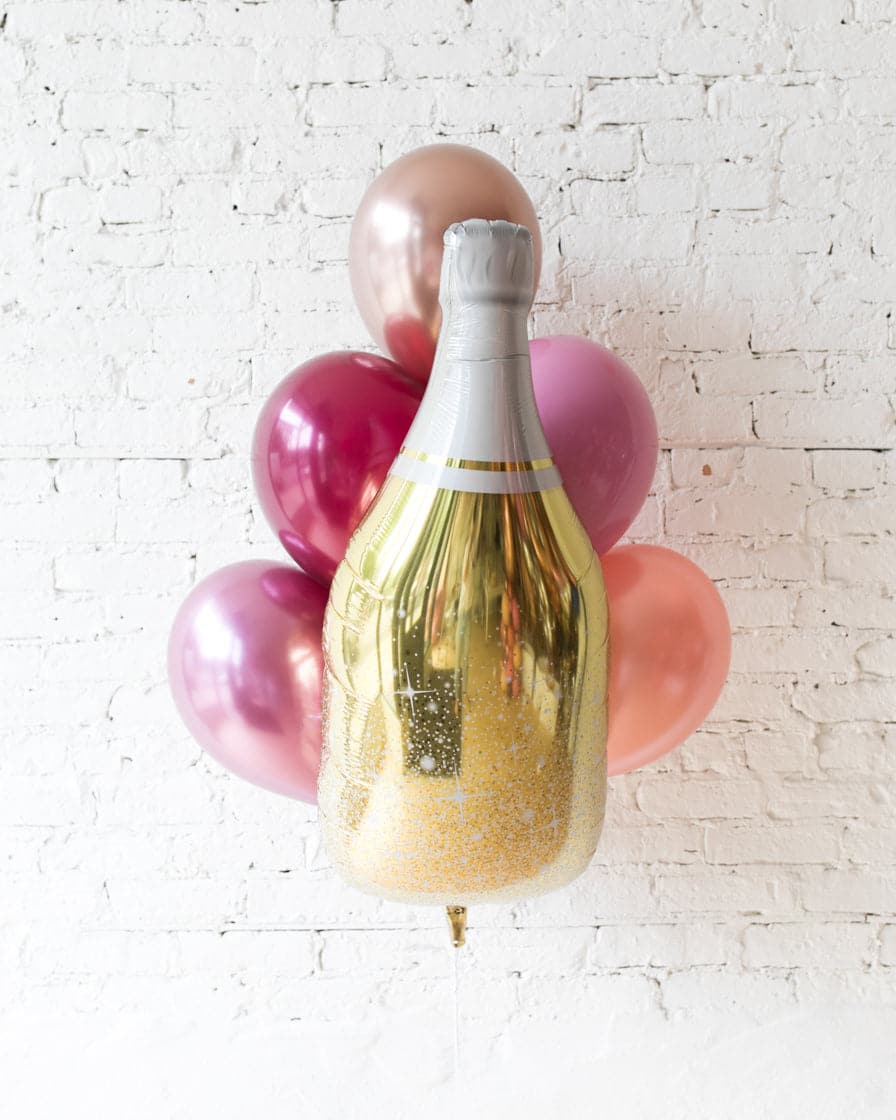 Berry Blush – Champagne Foil and 11in Balloons – bouquet of 7 | Rental