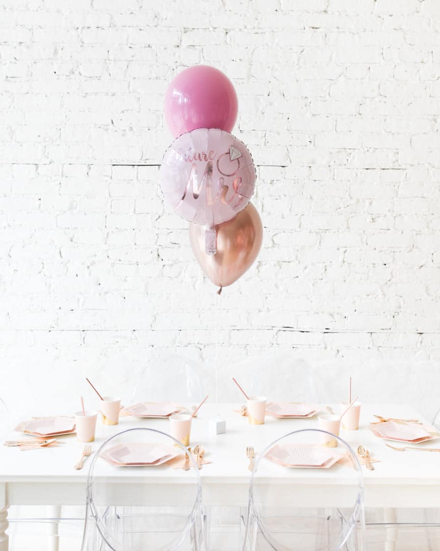 Berry Blush – Future Mrs. Foil and 11in Balloons Centerpiece – bouquet of 3 | Rental