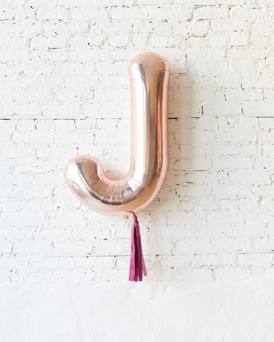 34in Rose Gold Individual Foil Letter with Burgundy Skirt | Rental