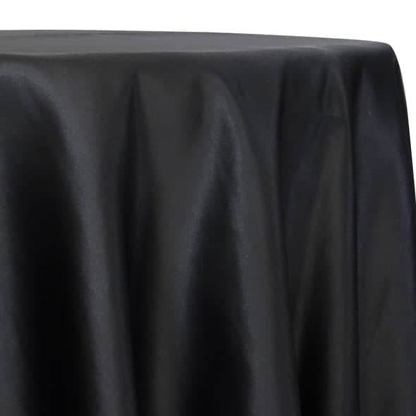Lamour (Dull) Satin Table Linen in Black 1115 | Rental Lamour (Dull) Satin Table Linen in Black 1115 | Rental