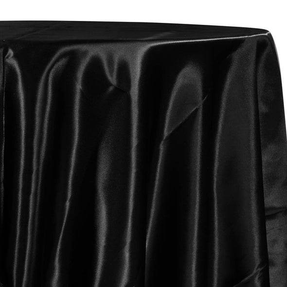 Bridal Satin Table Linen in Black | Rental Bridal Satin Table Linen in Black | Rental