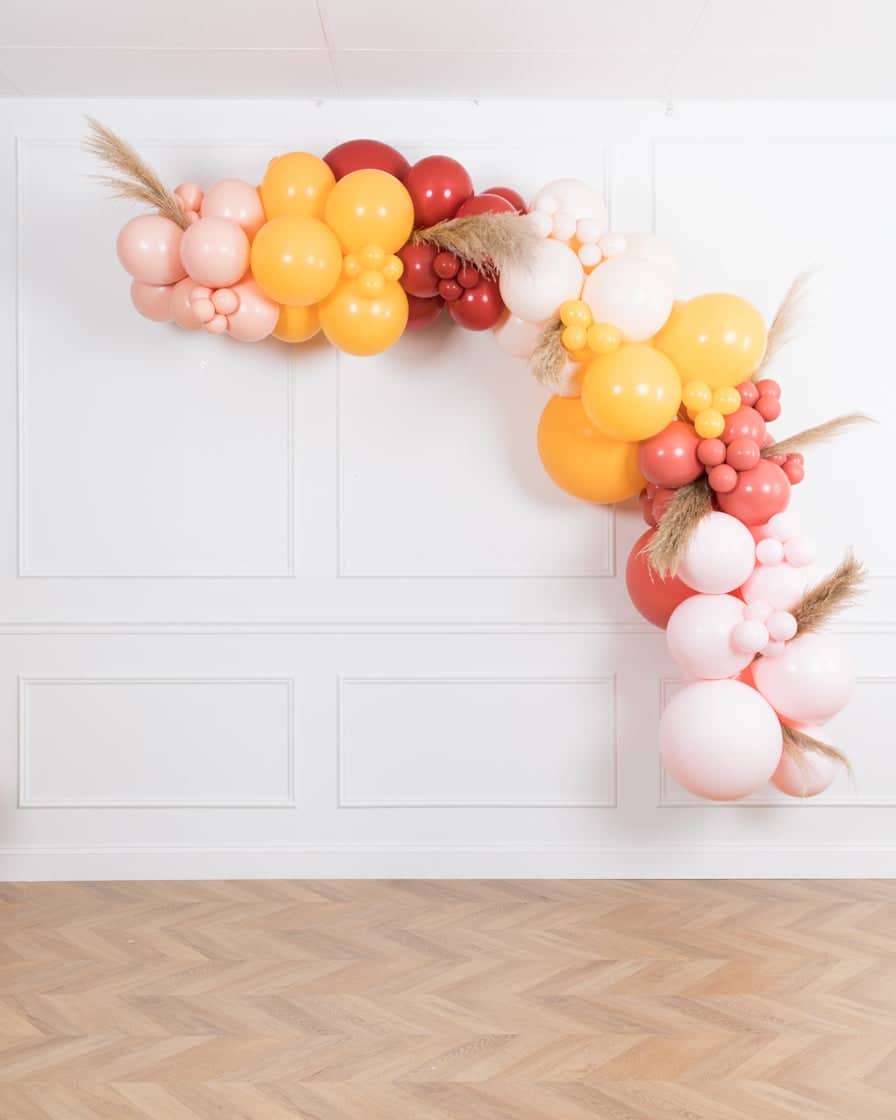 Boho Rainbow –  Balloon Garland Install Piece with Pampas -12ft | Rental