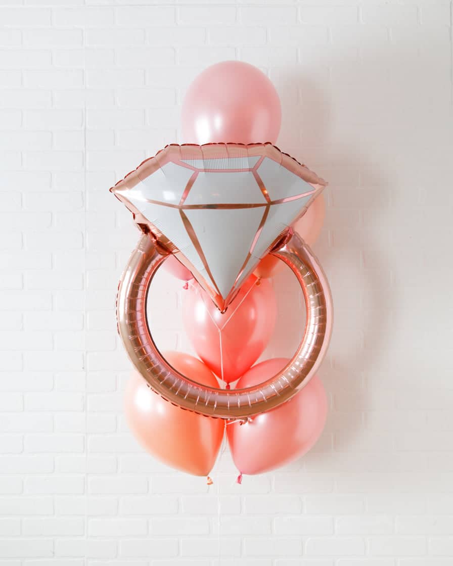 Rosé Bubbles – Balloons with Ring Foil – bouquet of 7 | Rental