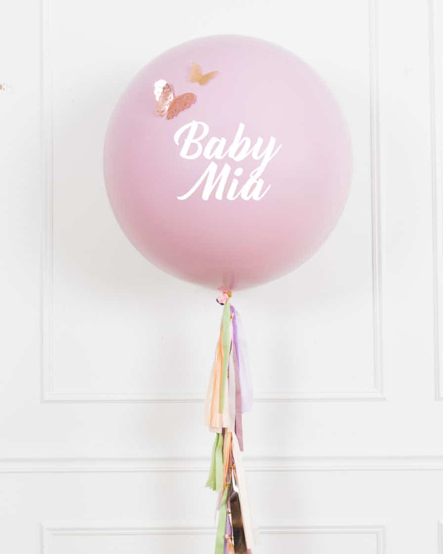 Butterfly Garden – Personalized BABY NAME Giant Balloon with Tassel | Rental