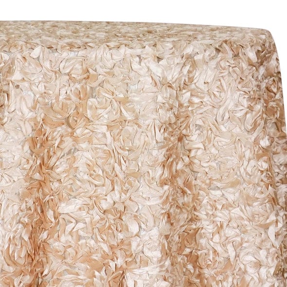 Curly Satin Table Linen In Champagne | Rental Curly Satin Table Linen In Champagne | Rental