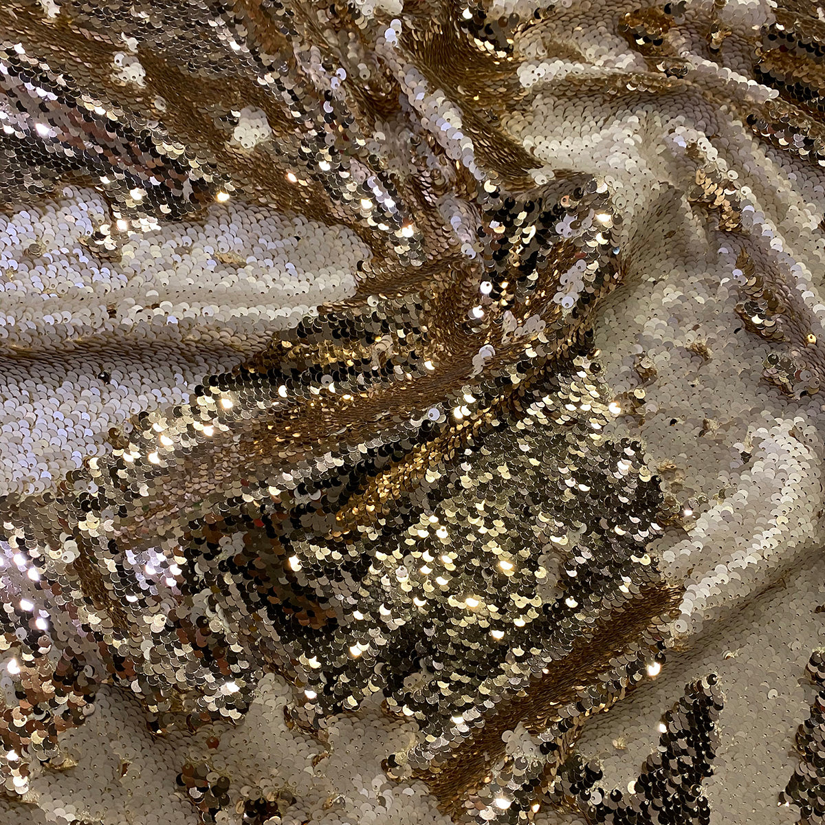 Two-Tone Sequins Wholesale Fabric in Champagne and Matte | Rental