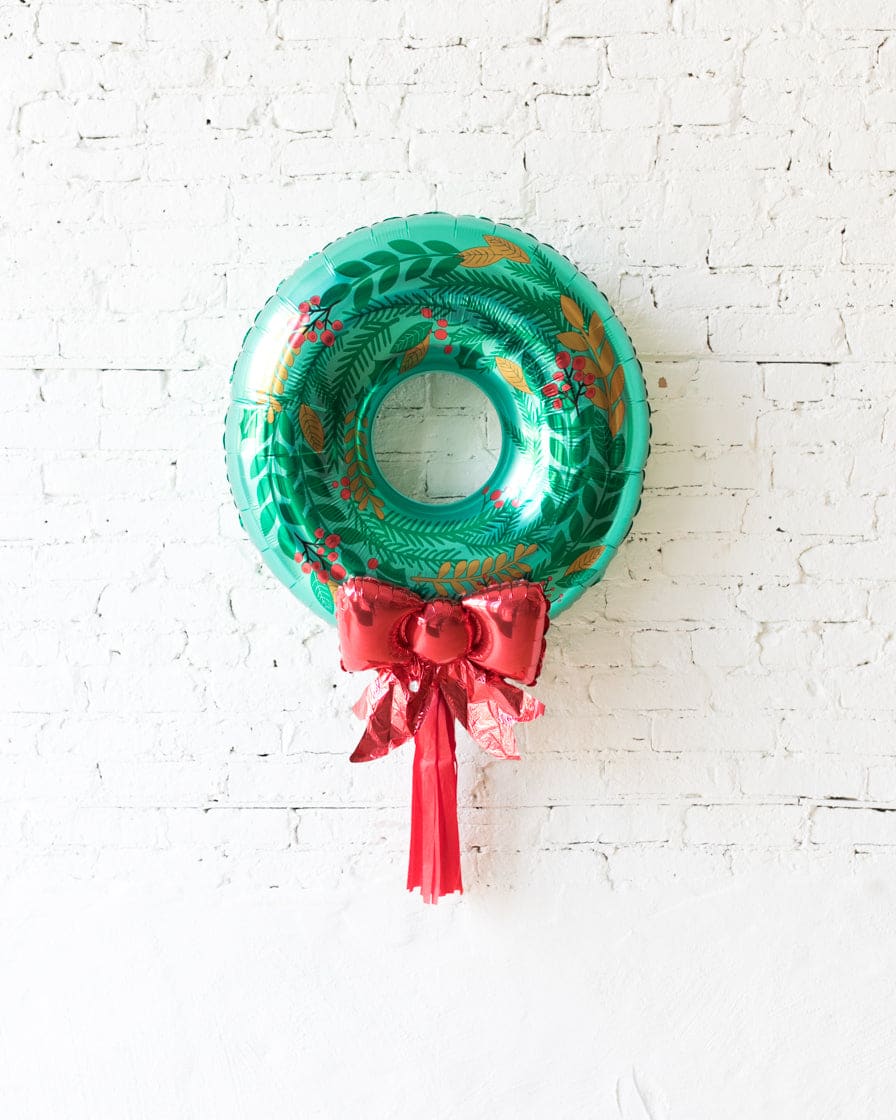 30in Wreath Foil Balloon with Red Skirt | Rental
